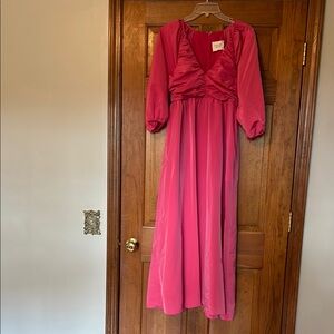 Pink Embellished Ruffled Gown